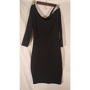 Max + Ash Black One Shoulder Long Sleeve Bodycon Midi Dress